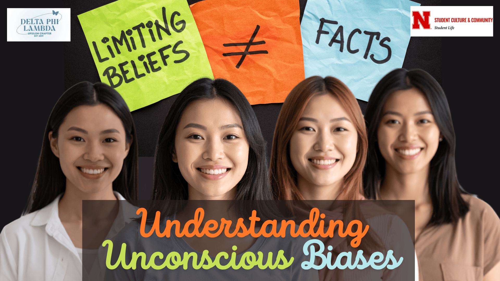 Event banner featuring Asian women and the text "Understanding Unconscious Biases"