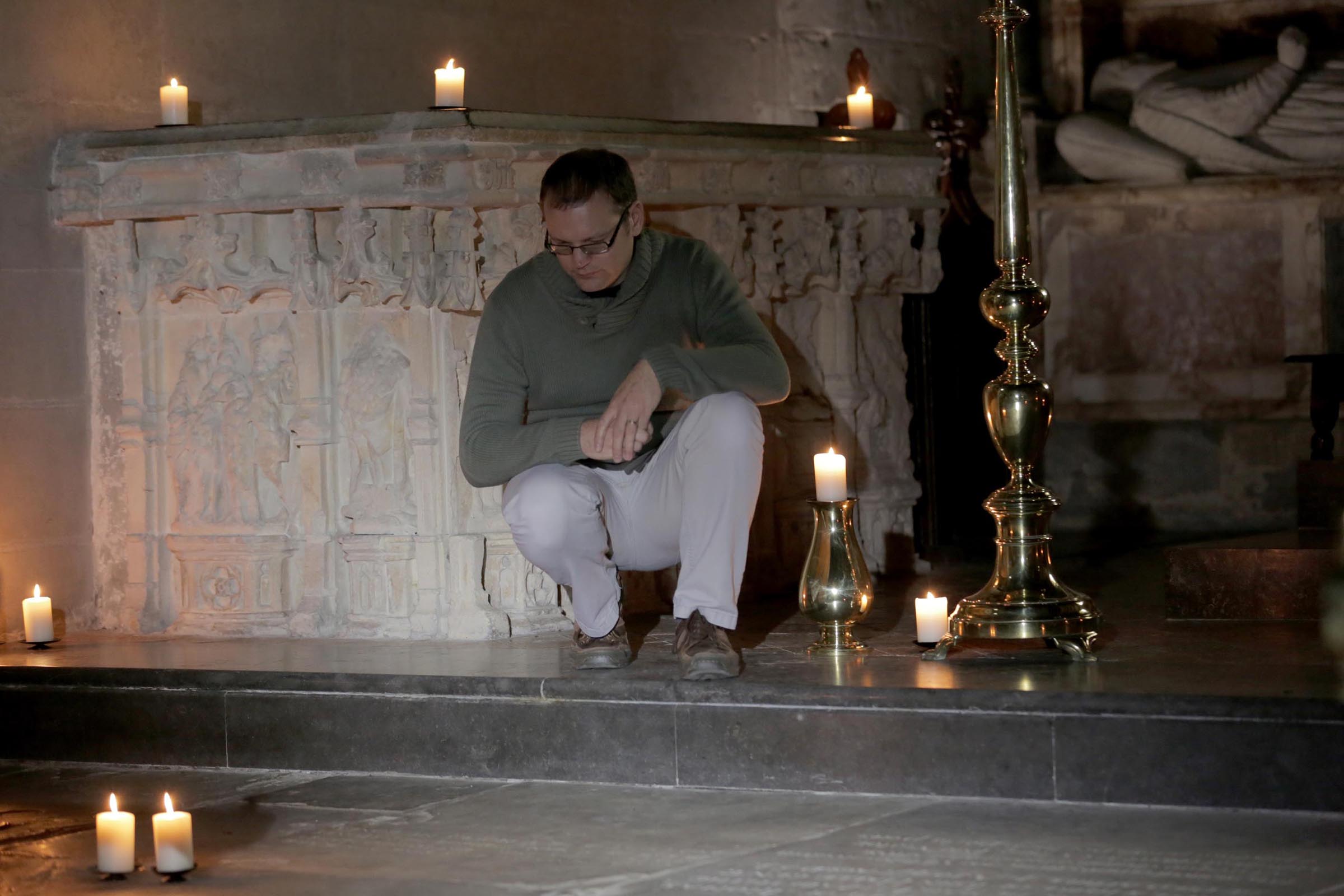 Kevin Colls at the burial site of William Shakespeare at Holy Trinity in Stratford Upon Avon, U.K. 