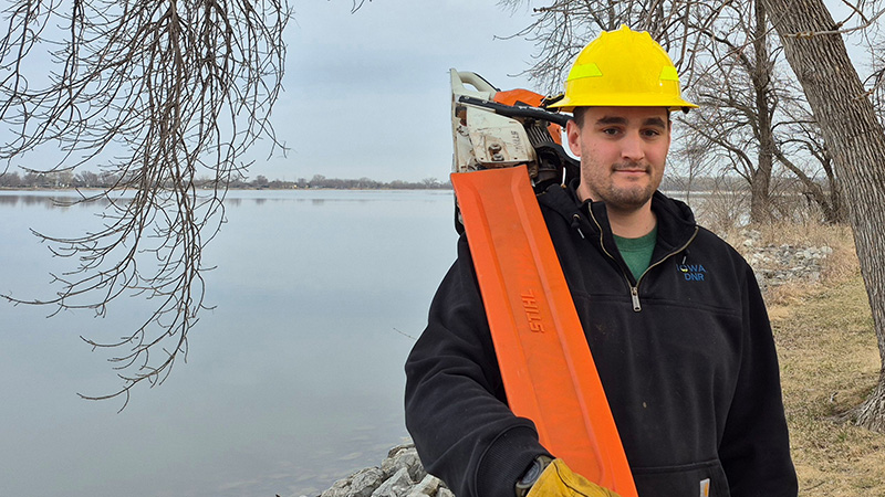 Grant Carstens, 2020 alumnus of the School of Natural Resources, now manages Lake Manawa State Park and the Wilson Island State Recreation Area for the Iowa Department of Natural Resources.