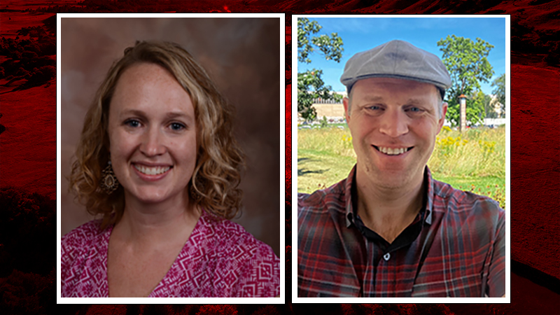 Sara Winn (left) Student Success Specialist and Joseph Dauer, Life Science Education Professor