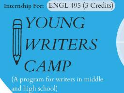 text describing application requirements for the Young Writer's Camp internship.