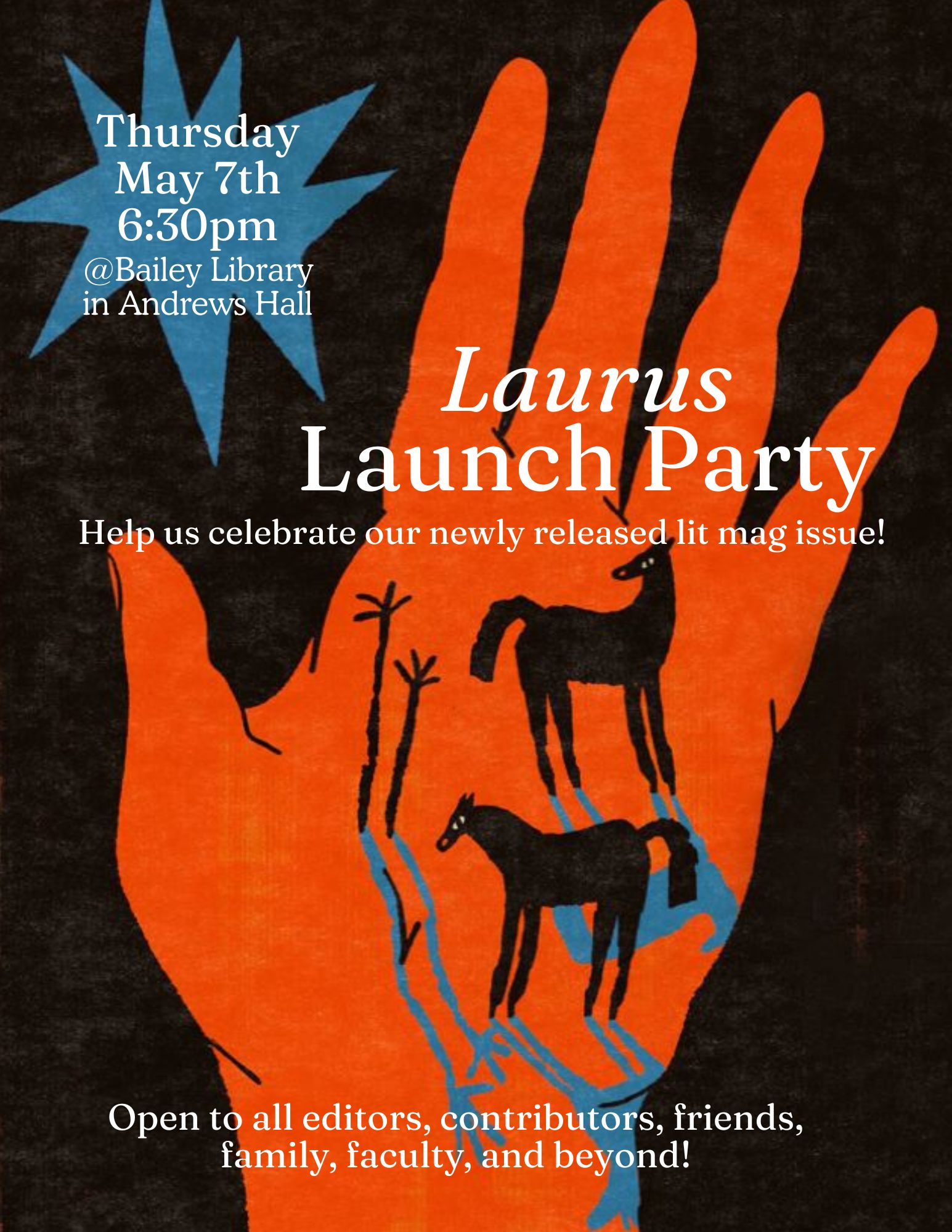 orange hand with silhouettes of two horses