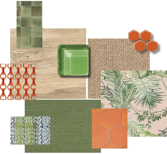 Material palette study by 3rd year interior design student Olivia Ondracek.