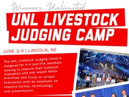 Winners Unlimited UNL Livestock Judging Camp, June 3&ndash;5, Lincoln, NE
