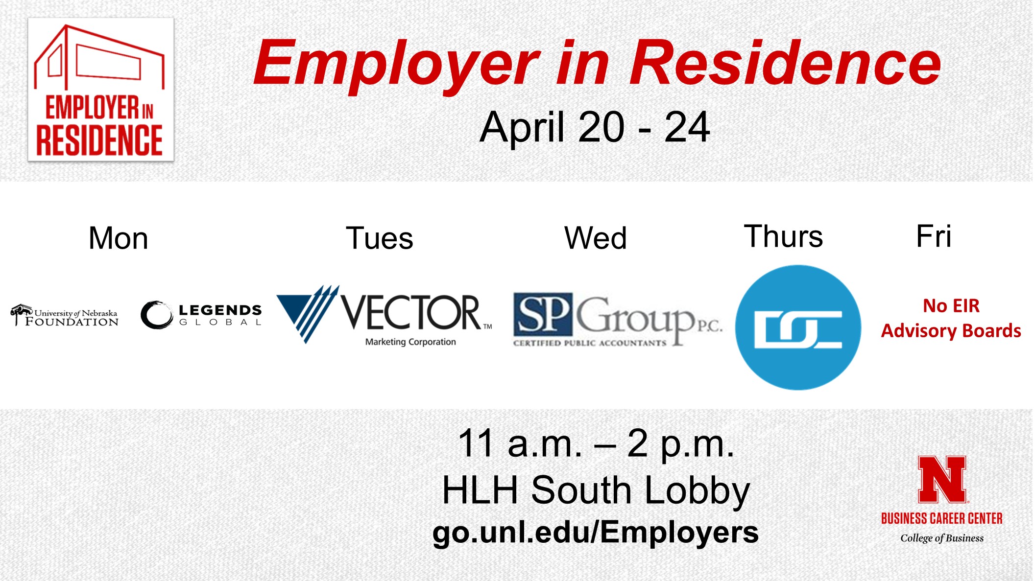 Last Week of Employer in Residence | April 20 - 24
