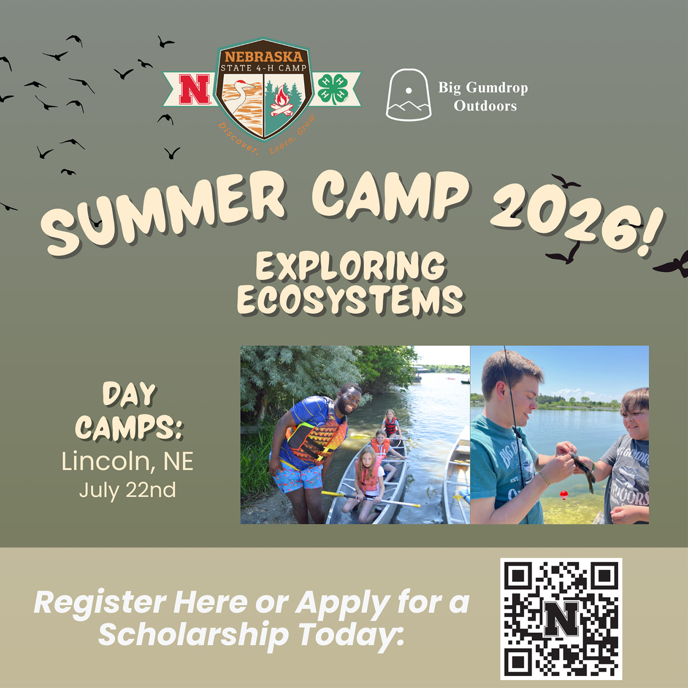 Summer Camp 2026! Exploring Ecosystems Day Camp, Lincoln, NE July 22. Register or apply for a scholarship at https://4h.unl.edu/camp