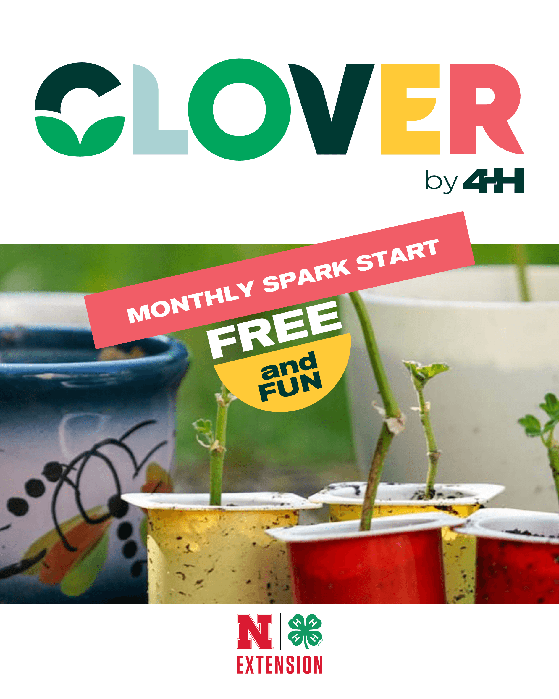Plants growing in cups on CLOVER by 4-H web site.
