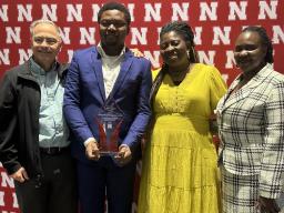 (left to right) Dr. Michael Hayes, Jerome Okojokwu-Idu, Margaret Nongo-Okojokwu, and Dr. Lydiah Kiramba
