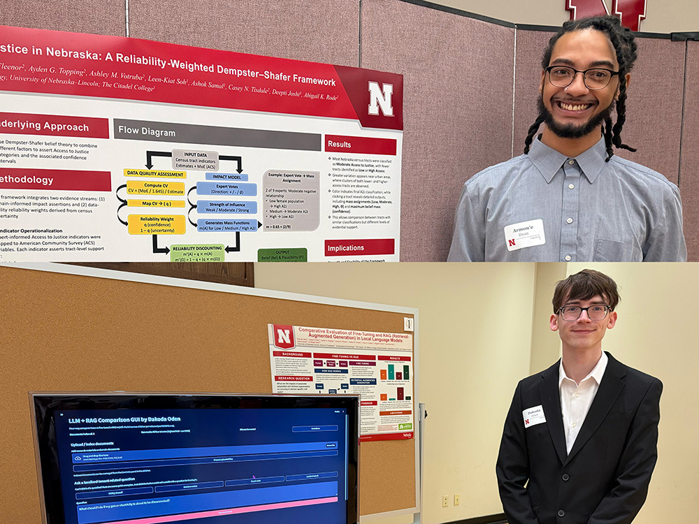 Armon'e Dean and Dakoda Oden pose with their posters at the 2026 Student Research Days Poster Session.