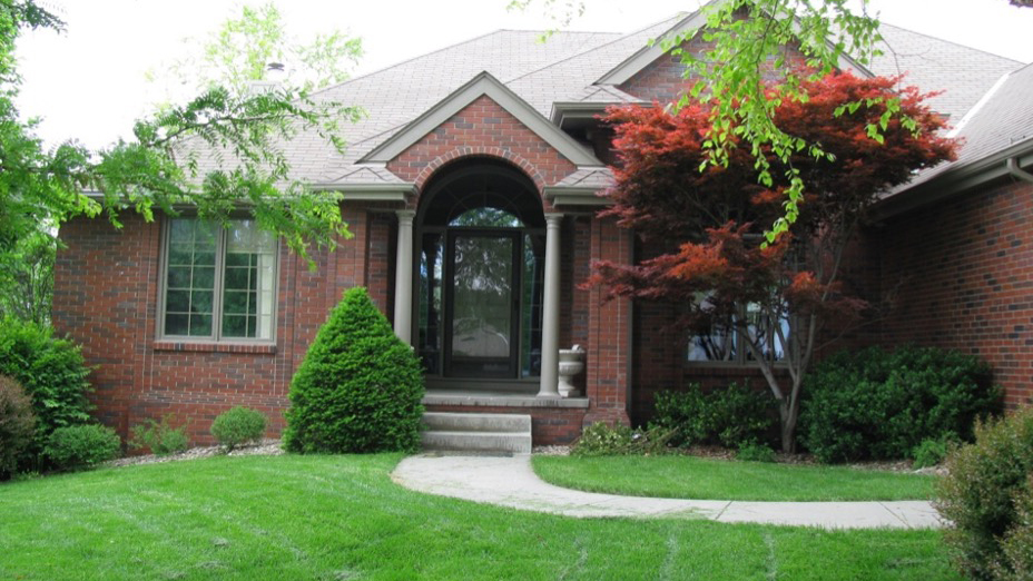 House with a lawn.