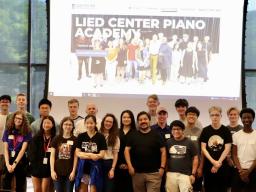 Faculty and students gather for a group shot at the 2025 Lied Piano Academy. Courtesy photo.
