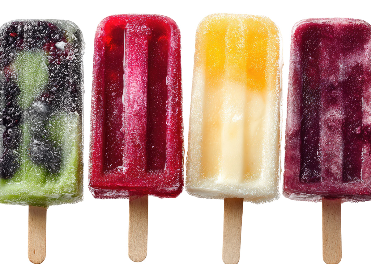A variety of fruit popsicles