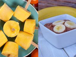 Photos: (l-r) Yogurt Freezer Pops; Yummy Choco-Banana "Ice Cream." Photo by: Cami Wells