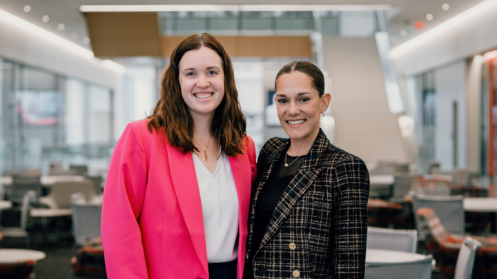 Jessica Deters, assistant professor of Mechanical and Material Engineering, and Emmeline Lemos Watson, assistant professor of practice in the Durham School of Architectural Engineering and Construction. (Photo by Kelli Potratz)
