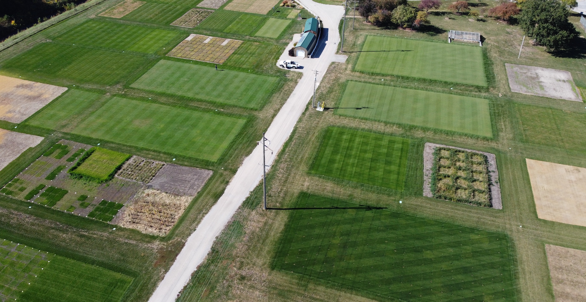 Aerial view of East Campus Turfgrass Research Center in Lincoln, NE. 