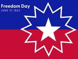 The Juneteenth flag represents freedom and the ending of human chattel slavery in the USA.