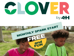 CLOVER by 4-H logo and photo of youth coloring