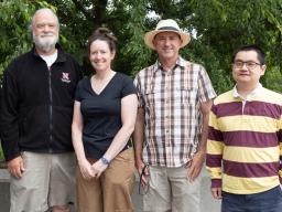 The research team includes (from left) James Van Etten, David Dunigan, Jessica Corman, John DeLong and Qiuming Yao.