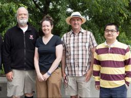 The research team includes (from left) James Van Etten, David Dunigan, Jessica Corman, John DeLong and Qiuming Yao.