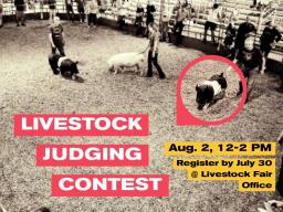 Livestock Judging Contest on Aug. 2, 12-2 p.m. | Register at the Livestock Fair Office by July 30