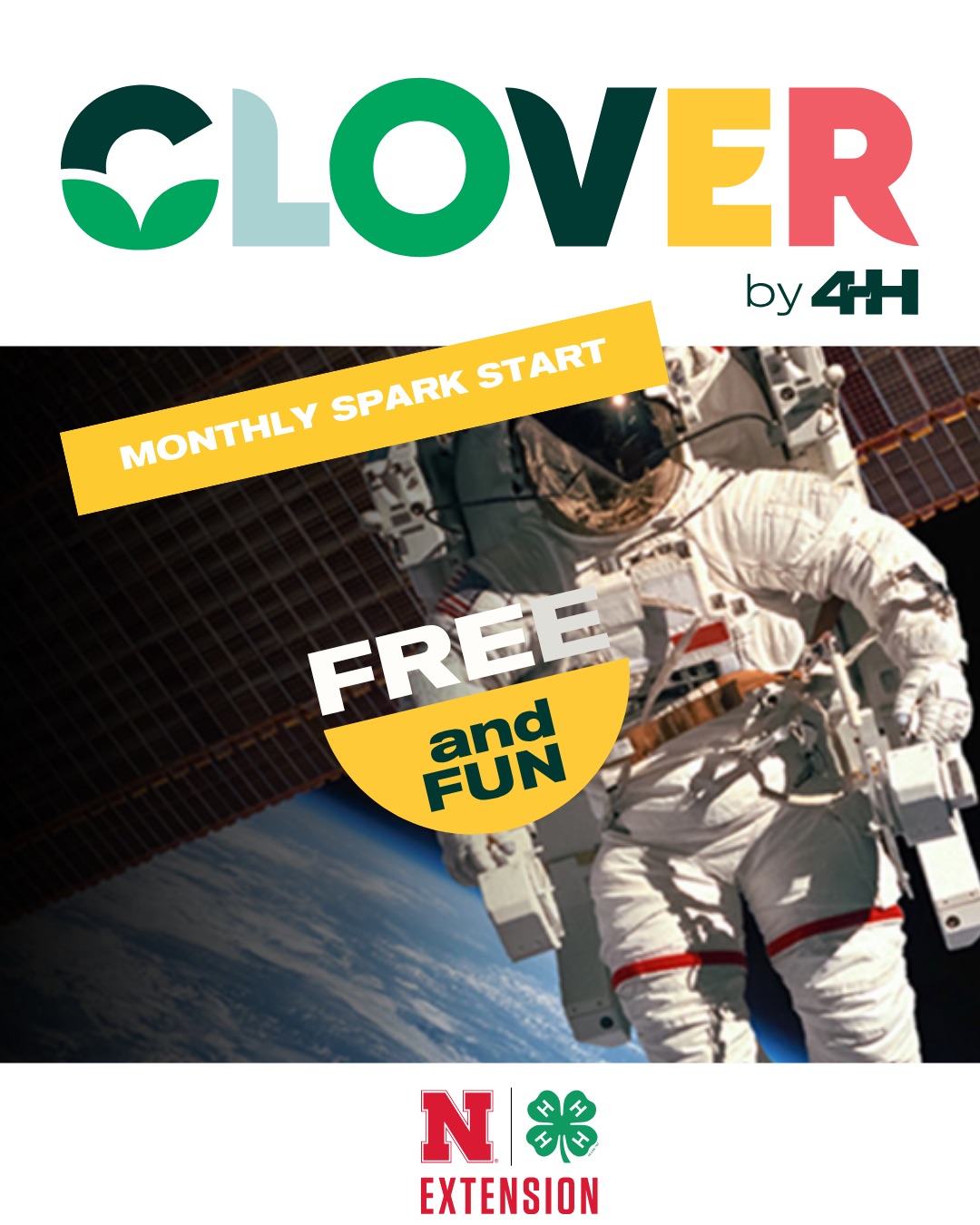 CLOVER by 4-H logo and astronaut