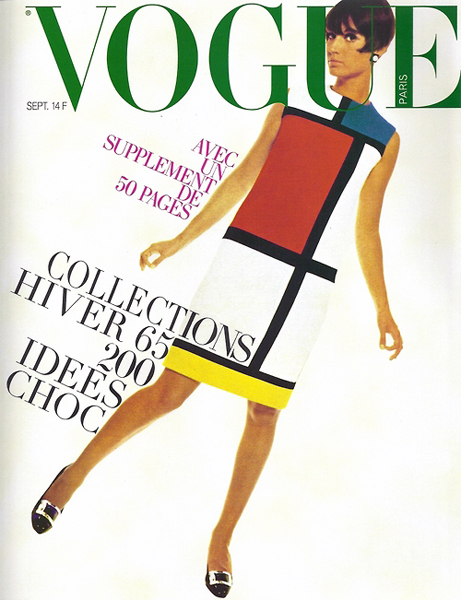 The cover of Vogue Paris in September 1965 featured an Yves Saint Laurent dress inspired by artist Piet Mondrian.
