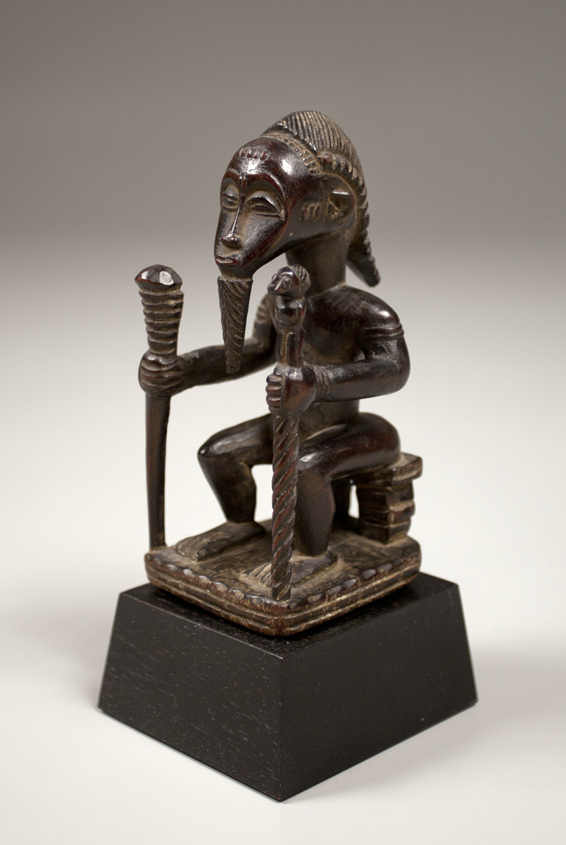 Seated male figure, Baule, Ivory Coast, wood.