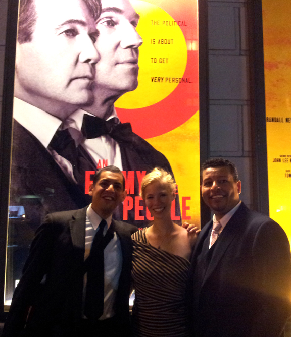 Nikki Kelly (center) with other Manhattan Theatre Club interns at the opening of "An Enemy of the People" on Sept. 27.