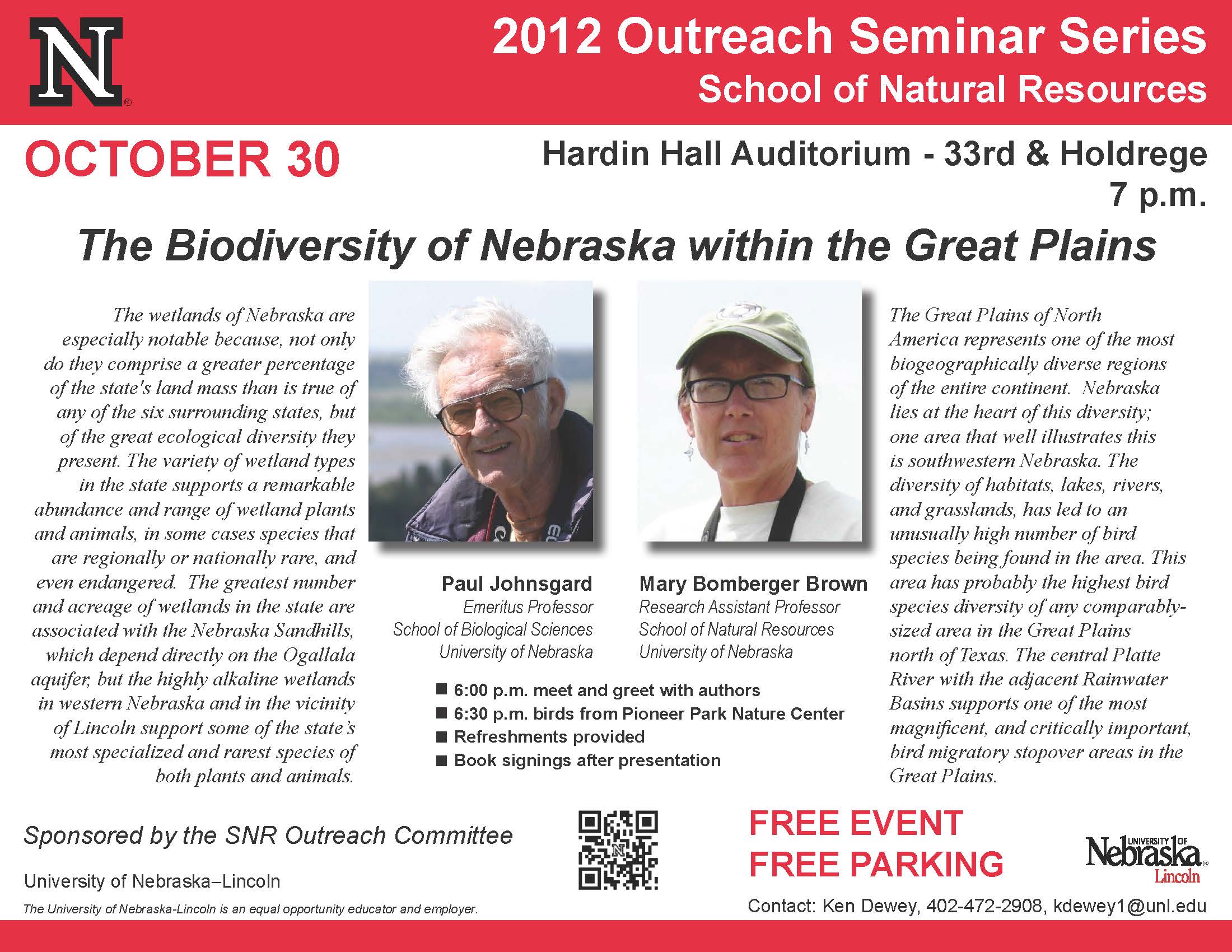 Outreach seminar: Oct. 30 at Hardin Hall