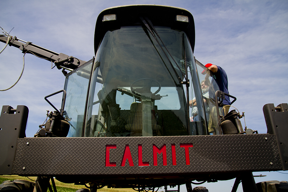 CALMIT uses some heavy equipment as a platform for sensors at the Agricultural Research and Development Center near Mead, Neb. , like this repurposed farming rig, "Hercules." CALMIT will celebrate its 40th anniversary during Geography Awareness Week.
