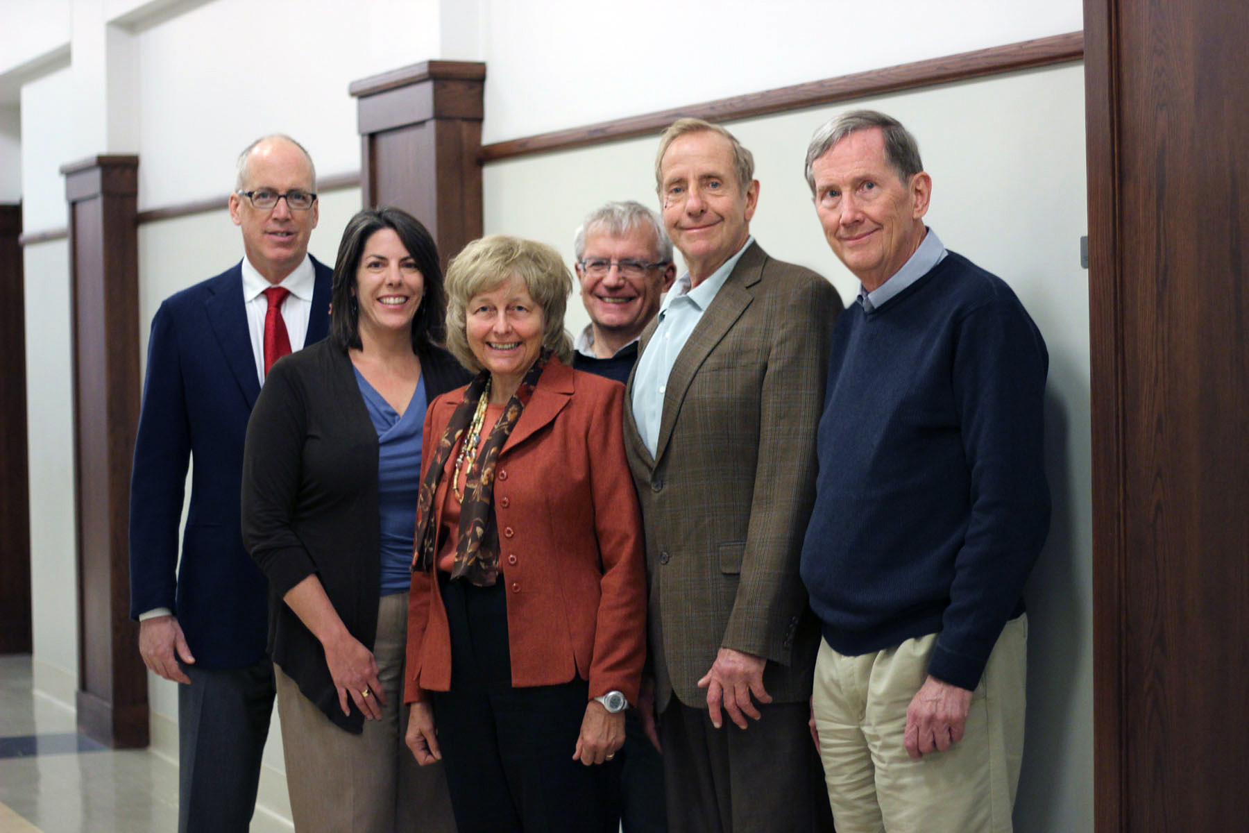 David Manderscheid (from left) Judy Walker, Sylvia Wiegand, Luchezar Avramov, Roger Wiegand and Jim Lewis were named AMS Fellows on Nov. 1. STEPHANIE VENDETTI/UNL CSMCE 