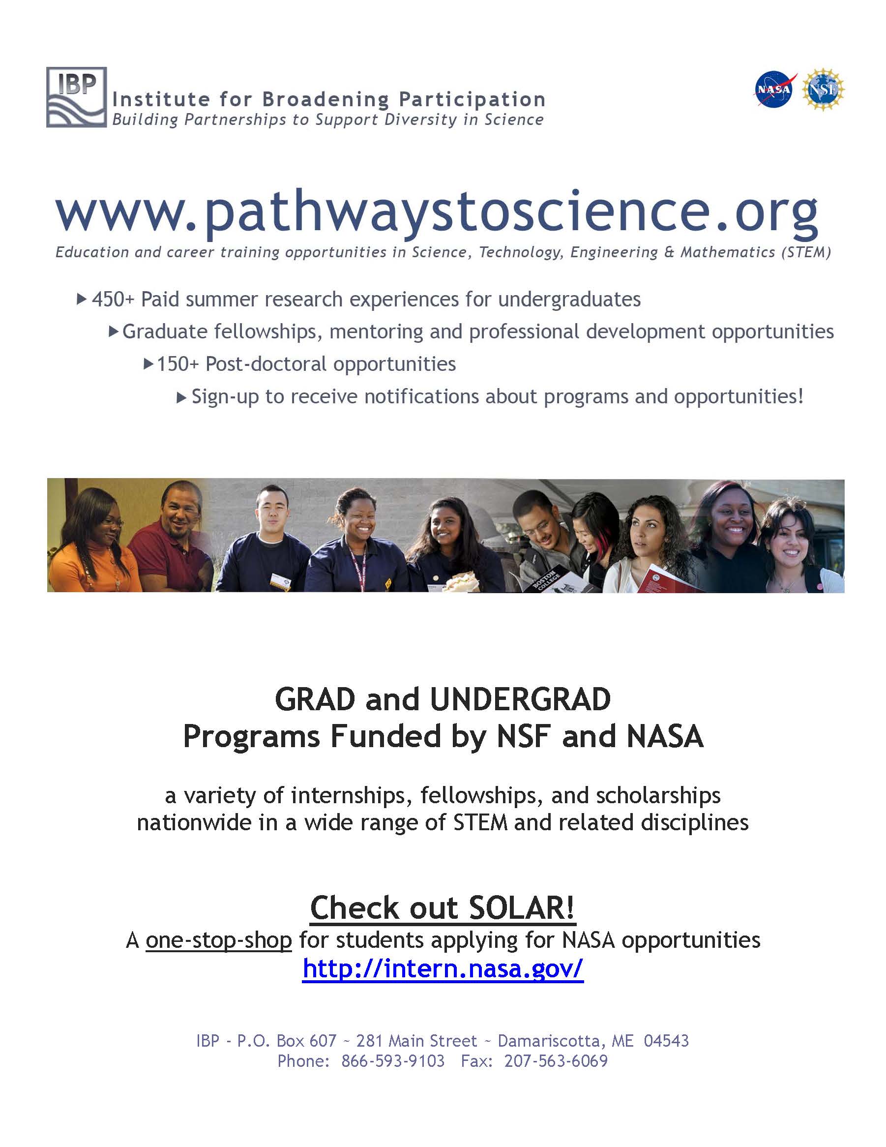 Pathways to Science flyer - Summer 2013