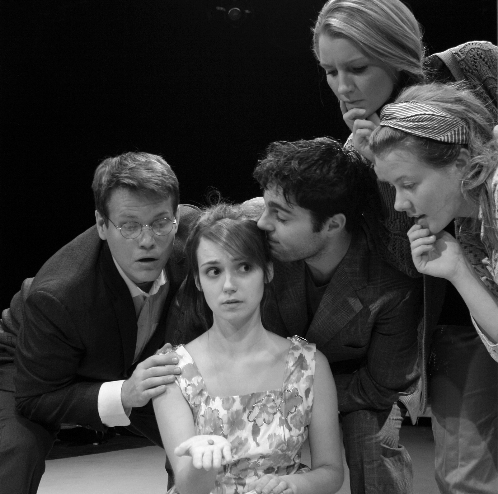 The "Melancholy Play" cast includes (from left) Billy Jones, Jessie Tidball, David Michael Fox, Lucy Myrtue and Jenny Holm.