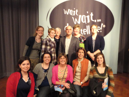 While in Chicago for the NCTM 2012 regional conference in November, 10 individuals associated with NebraskaMATH pose with Peter Sagal after a studio recording session for NPR's popular radio show, "Wait, wait... don't tell me!"