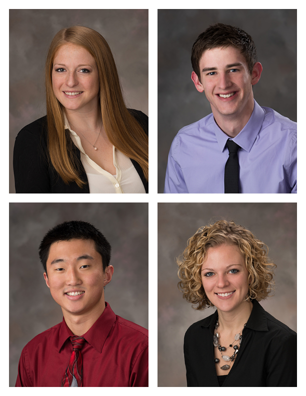 Wasson award winners from UNL are (clockwise, from top left) Angela Wickard, Guillermo Mejia, Frances Schoonveld and Tim Kinoshita.