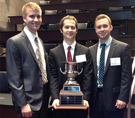 Jared Thomas, Tyler Cyboron and Andrew Lempka won the second annual Nebraska ACG Cup. They will compete in the regional competition in May in St. Louis. 