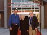 (left to right) Mary Riepma Ross Media Arts Center Director Danny Ladely, Mary Riepma Ross and Sheldon Director Emeritus Norman Geske at the dedication of The Ross in September 2003.