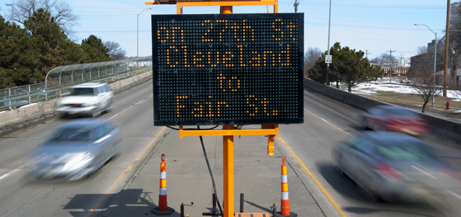 During the project, traffic will be reduced to one lane in each direction on North 27th Street between Fair Street and Cleveland Avenue. (Craig Chandler / University Communications)