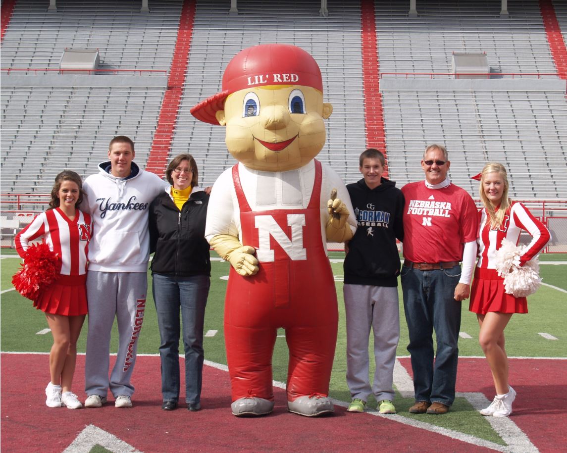 The Mimmack Family with Lil' Red during Parents Weekend 2012