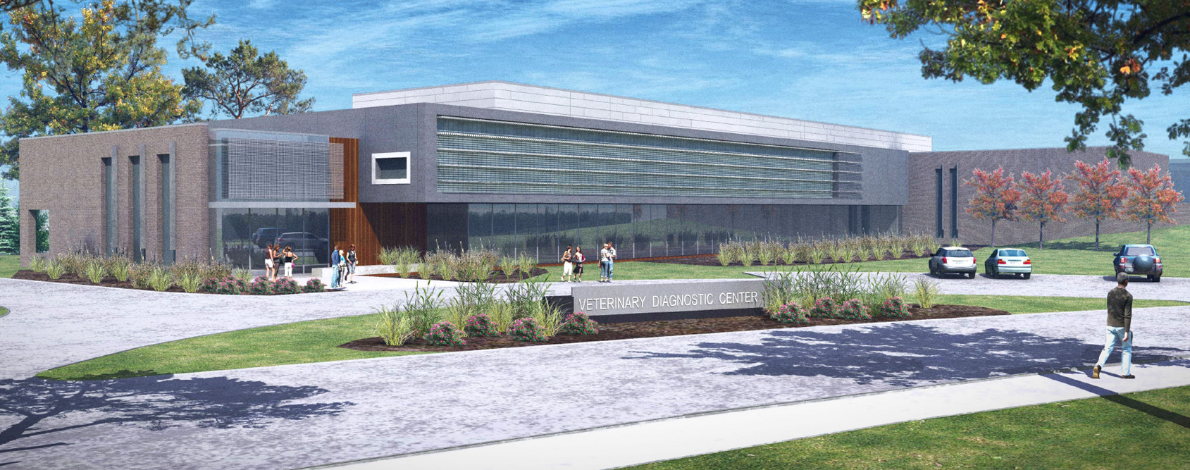 Architectural drawing of the new Veterinary Diagnostic Center.