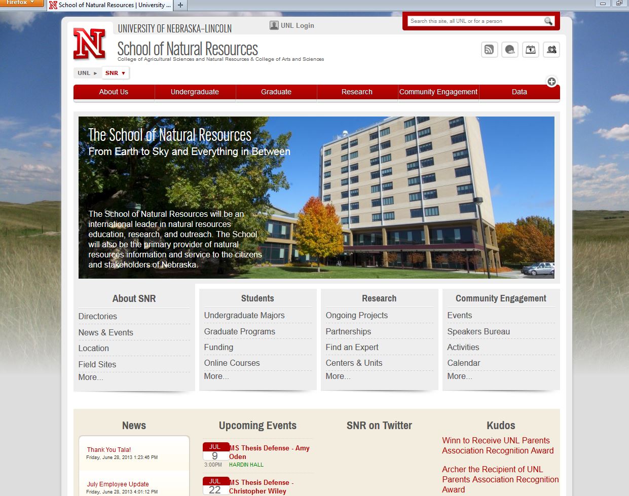 2013 SNR Website Homepage