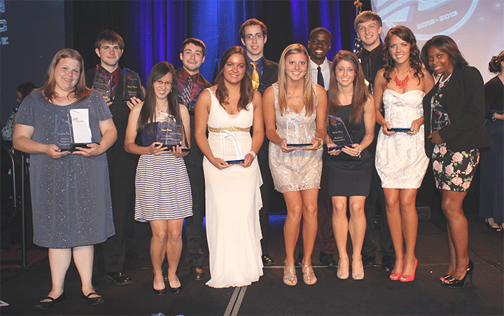 Students from the UNL Phi Beta Lamba chapter accept their awards at the National Leadership Conference in Anaheim, Calif. in June. 