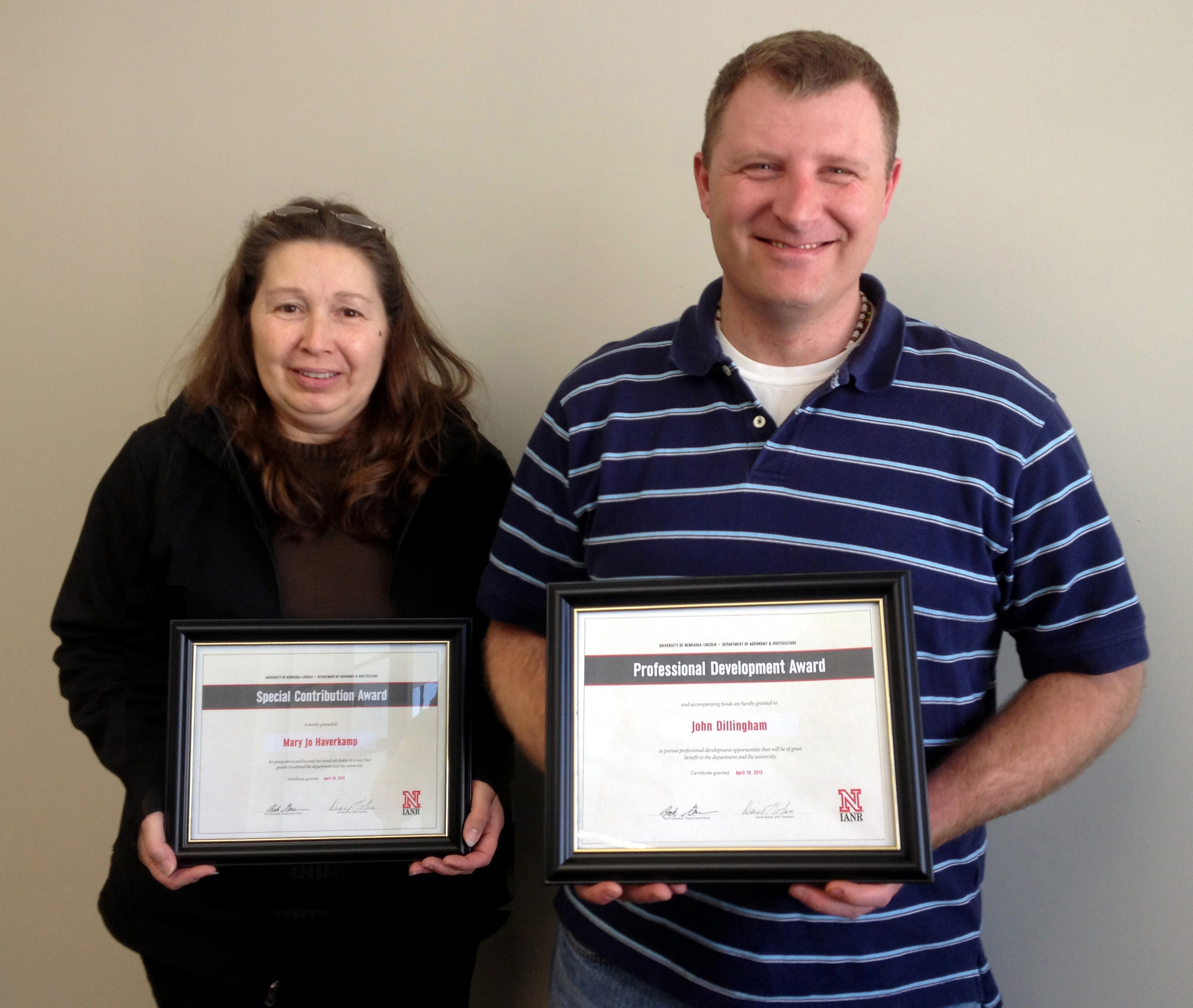 Award winners Mary Joe Haverkamp and John Dillingham