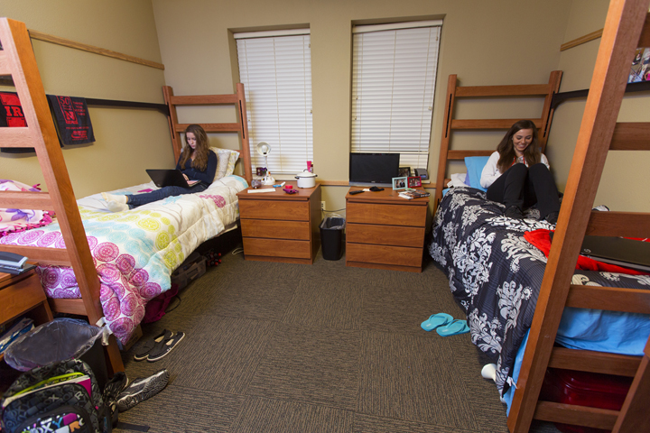 A double-bedroom suite in the Knoll Residential Center. (Craig Chandler, University Communications)