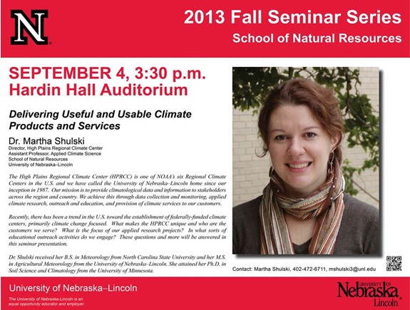 Shulski will kick off SNR's fall seminar series on Sept. 4. 