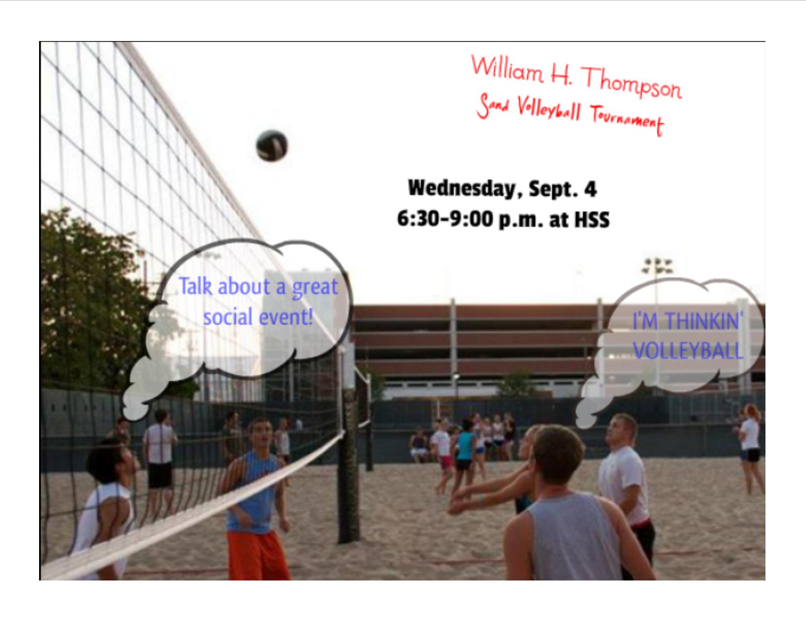 W.H. Thompson Sand Volleyball, Wed., Sept. 4 @ 6:30 p.m. @ HSS Volleyball Courts