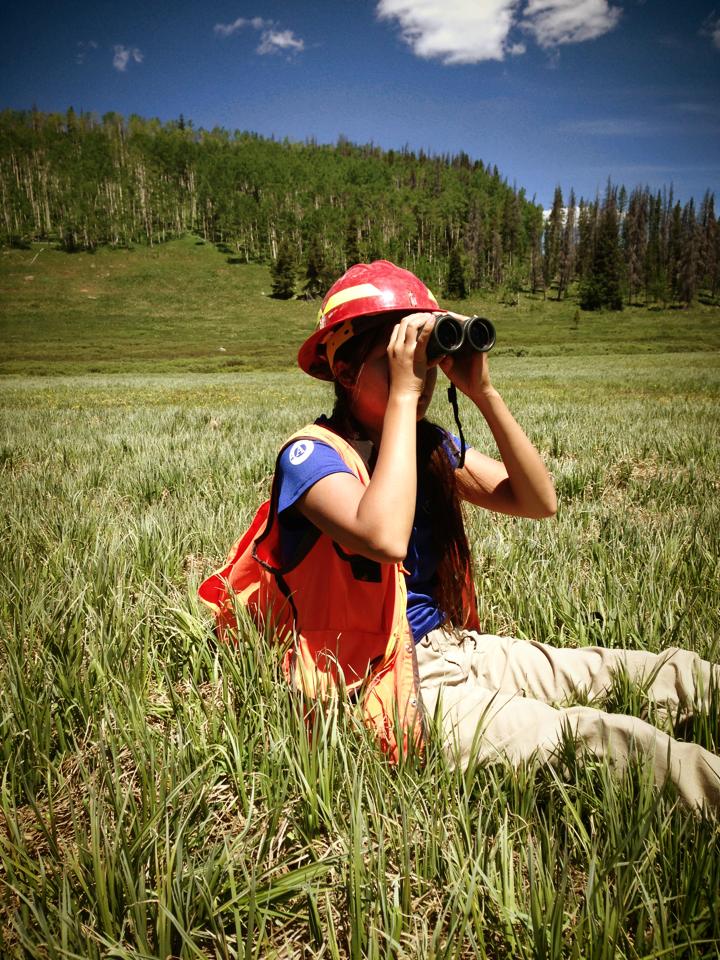 Vivian Nguyen conducting Northern Goshawk surveys at White River National Forest, where she was a summer intern with the U.S. Forest Service. (Courtesy photo)