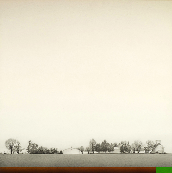 Francisco Souto, "Prairie #1," graphite and ink on paper mounted on wood, 2013.