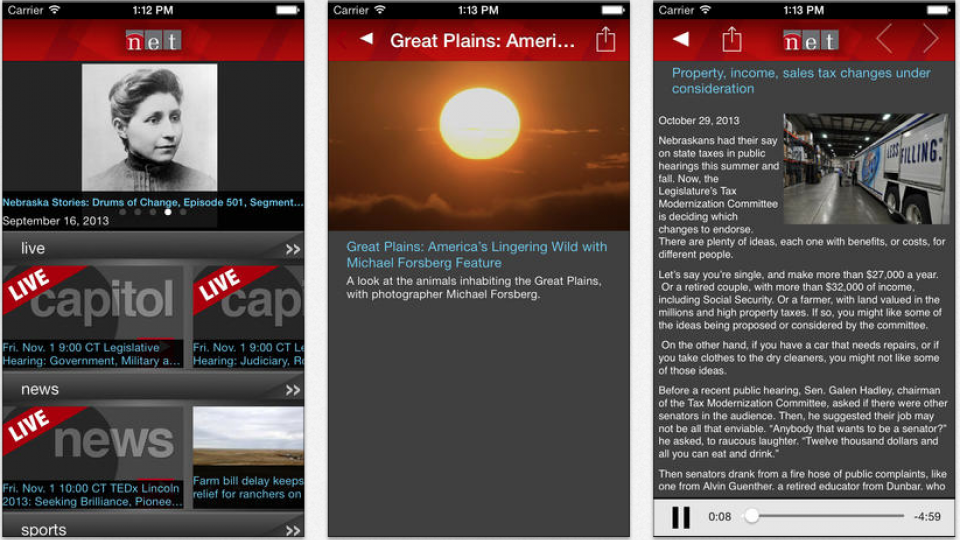 The NET Nebraska App is available as a free download in the Apple App Store, iTunes or Google Play.