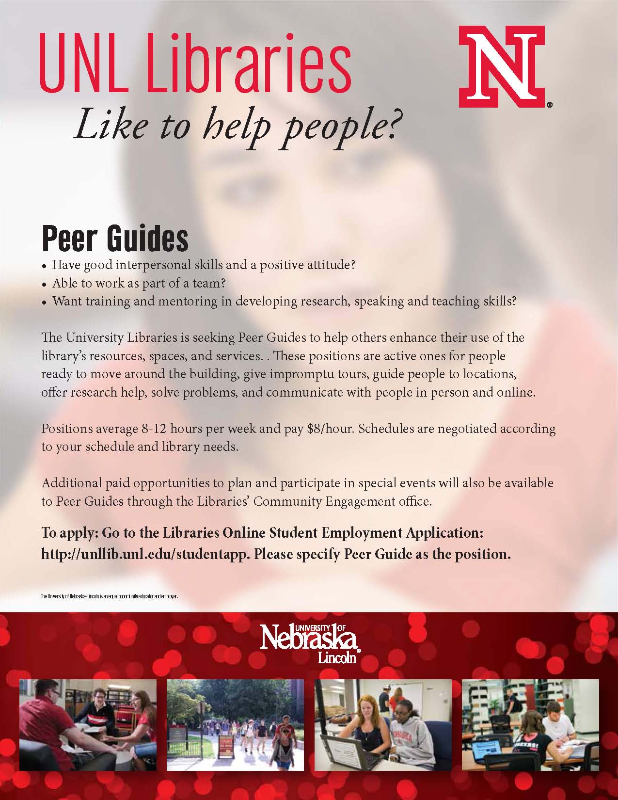 UNL Libraries Peer Guide Opportunity